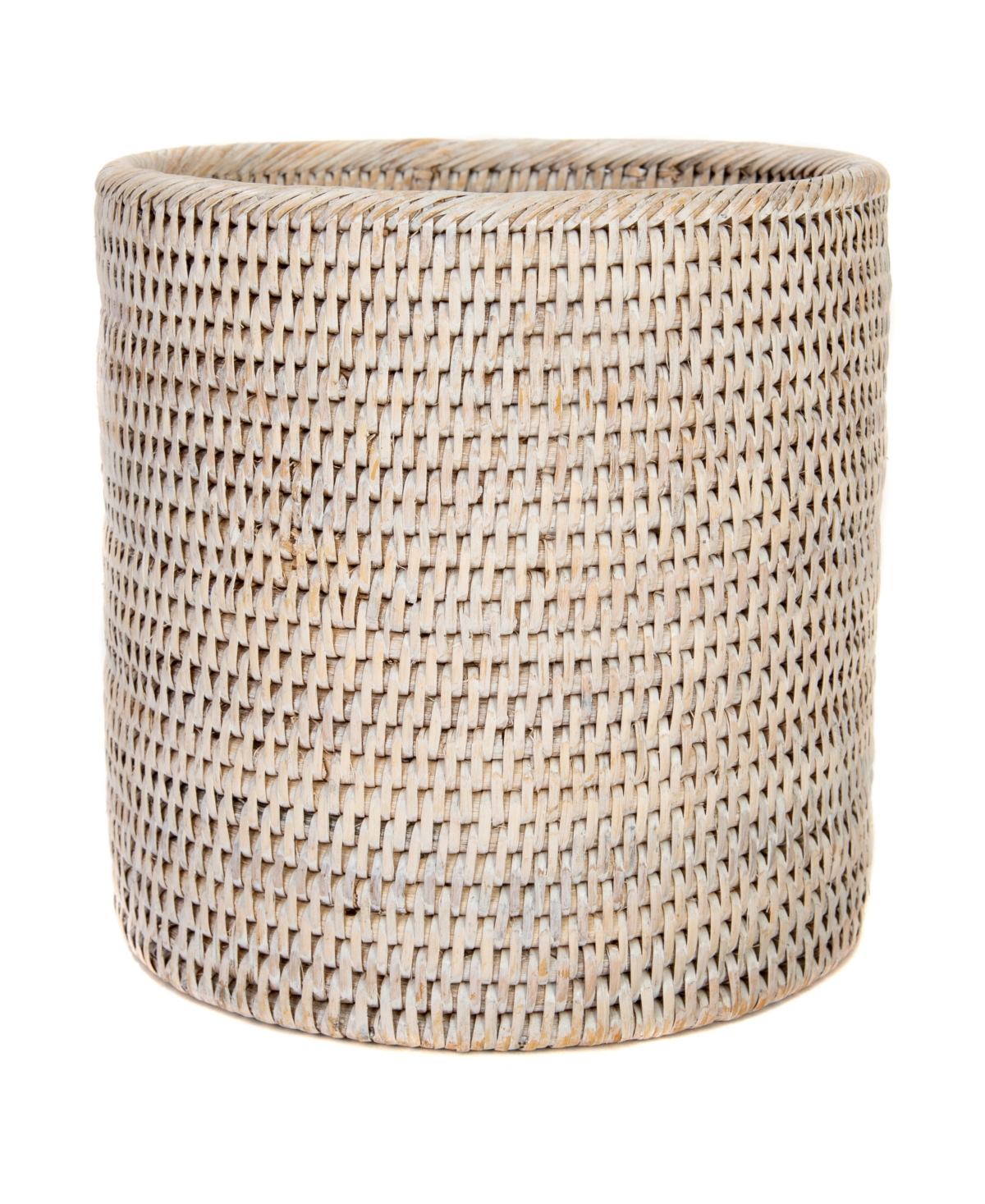 Artifacts Trading Company Artifacts Rattan Round Waste Basket In Off-white