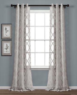 Lush Decor Avon Trellis Grommet Sheer Curtain Panels, 38" x 84" Pair – Modern Sheer Window Curtains for Living Room or Farmhouse Bedroom
