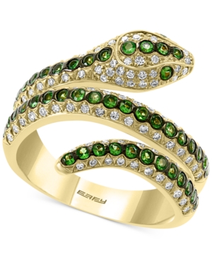 image of Effy Tsavorite (1/2 ct. t.w.) & Diamond (3/8 ct. t.w.) Snake Ring in 14k Gold