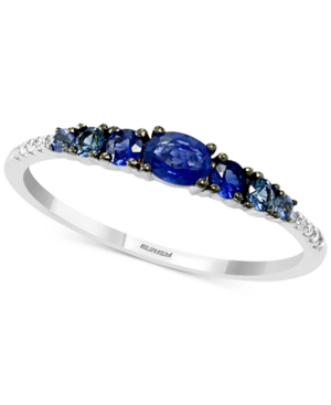 image of Effy Sapphire (1/2 ct. t.w.) & Diamond (1/20 ct. t.w.) Ring in 14k White Gold