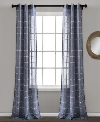 Lush Decor Farmhouse Textured Grommet Sheer Window Curtain Panels