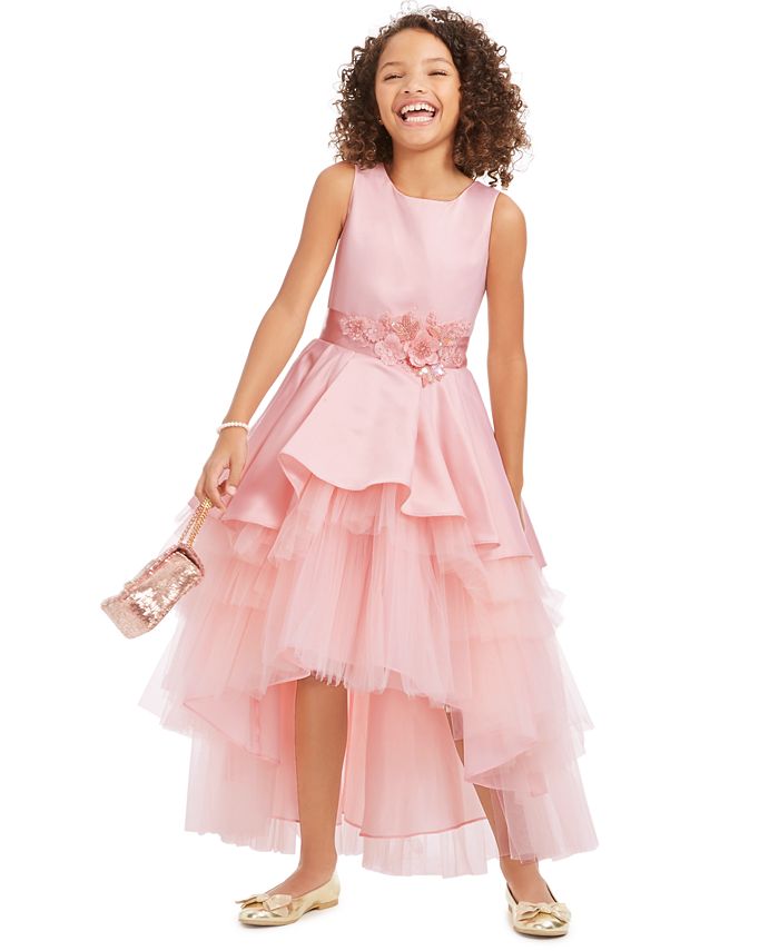Rare Editions - Big Girls Satin & Tulle Embellished Gown