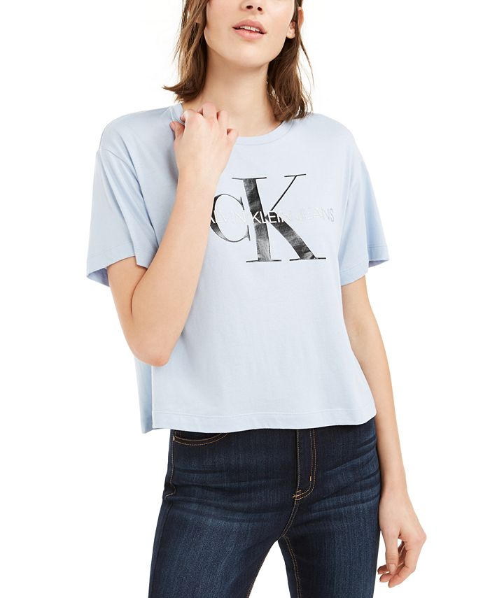 Calvin klein cropped logo t online shirt