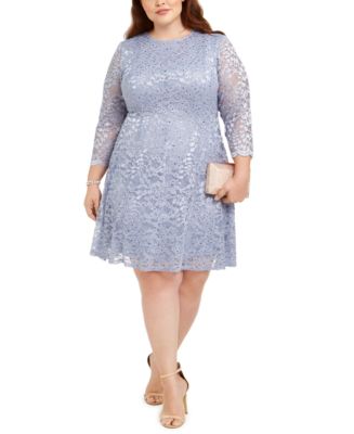 Jessica Howard Plus Size Sequined Lace A-Line Dress - Macy's