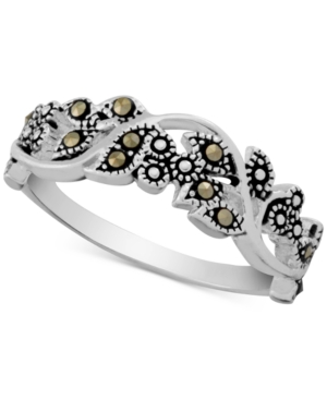 image of Genuine Swarovski Marcasite Vine Ring in Fine Silver-Plate