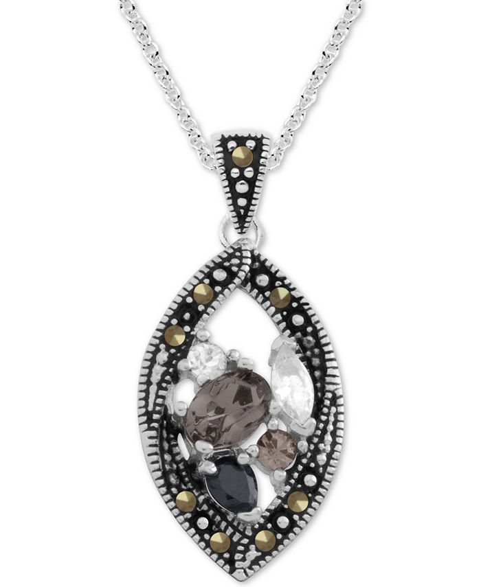 Macy s Genuine Marcasite Crystal Teardrop Pendant 18