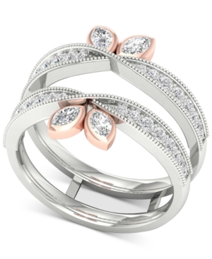 image of Diamond Marquise Milgrain Enhancer Ring (1/2 ct. t.w.) in 14k White & Rose Gold