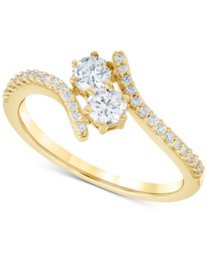 image of Diamond Two-Stone Bypass Ring (1/2 ct. t.w.) in 14k Gold