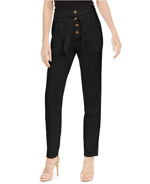 INC International Concepts Women's Paperbag Tapered Leg Pants Brown Size 10