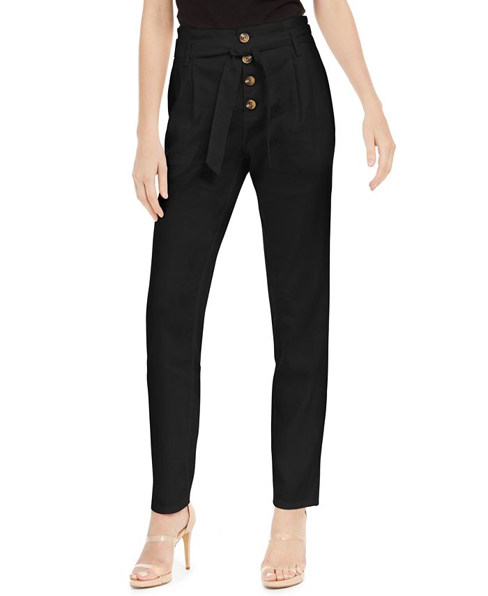 INC International Concepts INC Paperbag Tapered LinenBlend Ankle Pants