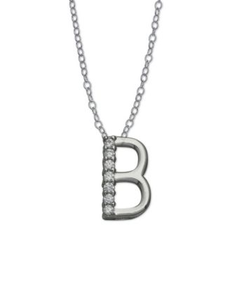 Cubic Zirconia Initial Pendant Necklace in Sterling Silver
