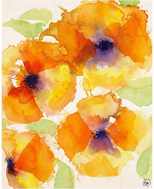Kathy Ireland Orange Violets Watercolor Abstract 24 X 36 Canvas