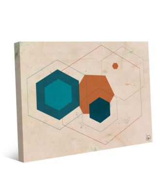 Creative Gallery Retro Cerulean Core Hexagons Abstract 36" x 24" Canvas Wall Art Print