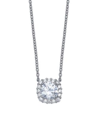 Multi Colored Cubic Zirconia Cushion Shape Pendant Necklace in Sterling Silver
