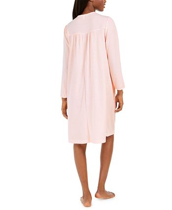 Miss Elaine Women's Long Pointelle Honeycomb Knit Nightgown, Long