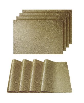 Reversible Metallic Lacey Place Mats Slip Resistant 12" x 18" Placemats - Set of 4