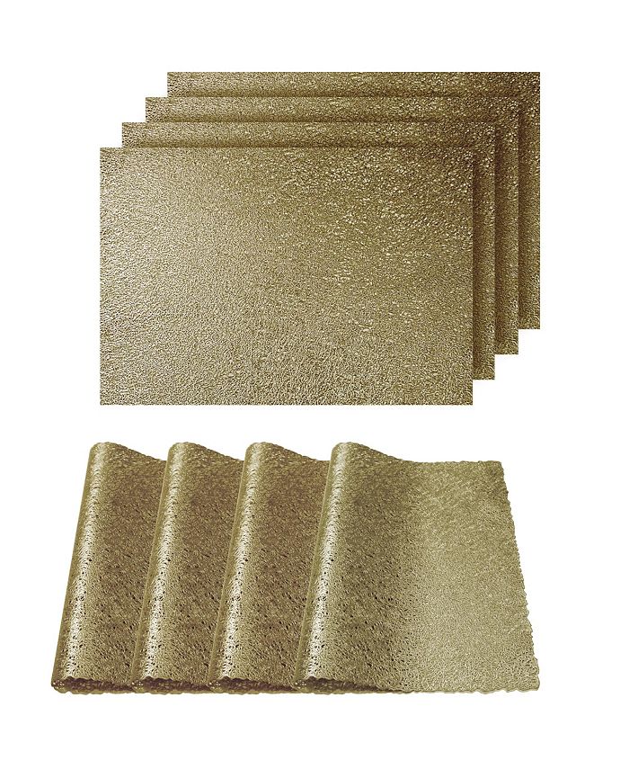 Dainty Home Reversible Metallic Lacey Place Mats Slip Resistant 12" x