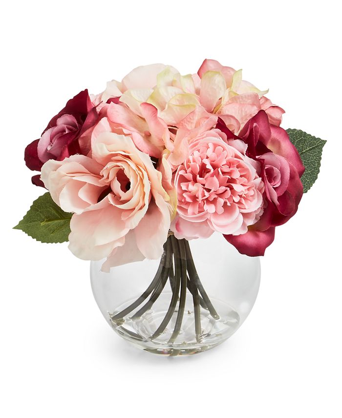 Martha Stewart Collection Valentine's Day Pink Rose Artificial Arrangement, Created for Macy's