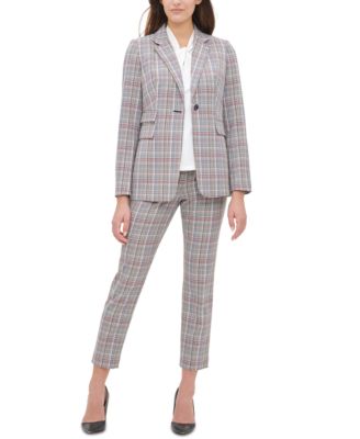 Tommy Hilfiger Plaid One-Button Elbow-Patch Blazer
