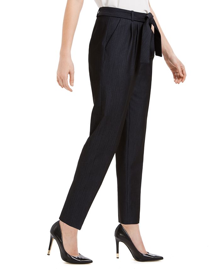 Calvin Klein Tie-Front Slim Fit Pants - Macy's