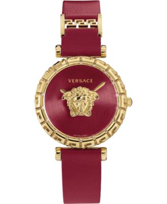 Versace - Women's Swiss Palazzo Empire Greca Red Leather Strap Watch 37mm