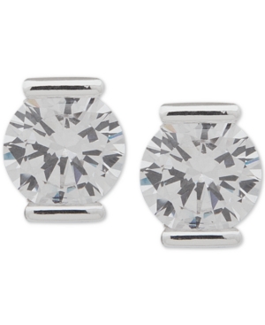 image of Anne Klein Silver-Tone Crystal Stud Earrings