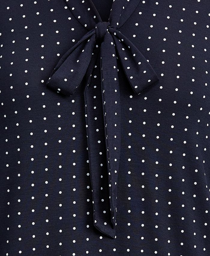 Lauren Ralph Lauren Petite Stretch Jersey Tie-Neck Top - Macy's