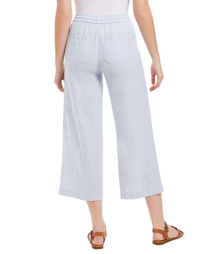 Style & Co Wide-Leg Linen Cropped Pants, Created for Macy's - Macy's