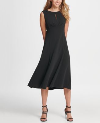 DKNY - Pleated Empire Waist Midi Fit & Flare Dress