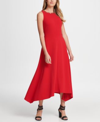 DKNY - Gold Link Neck Trim Midi Dress