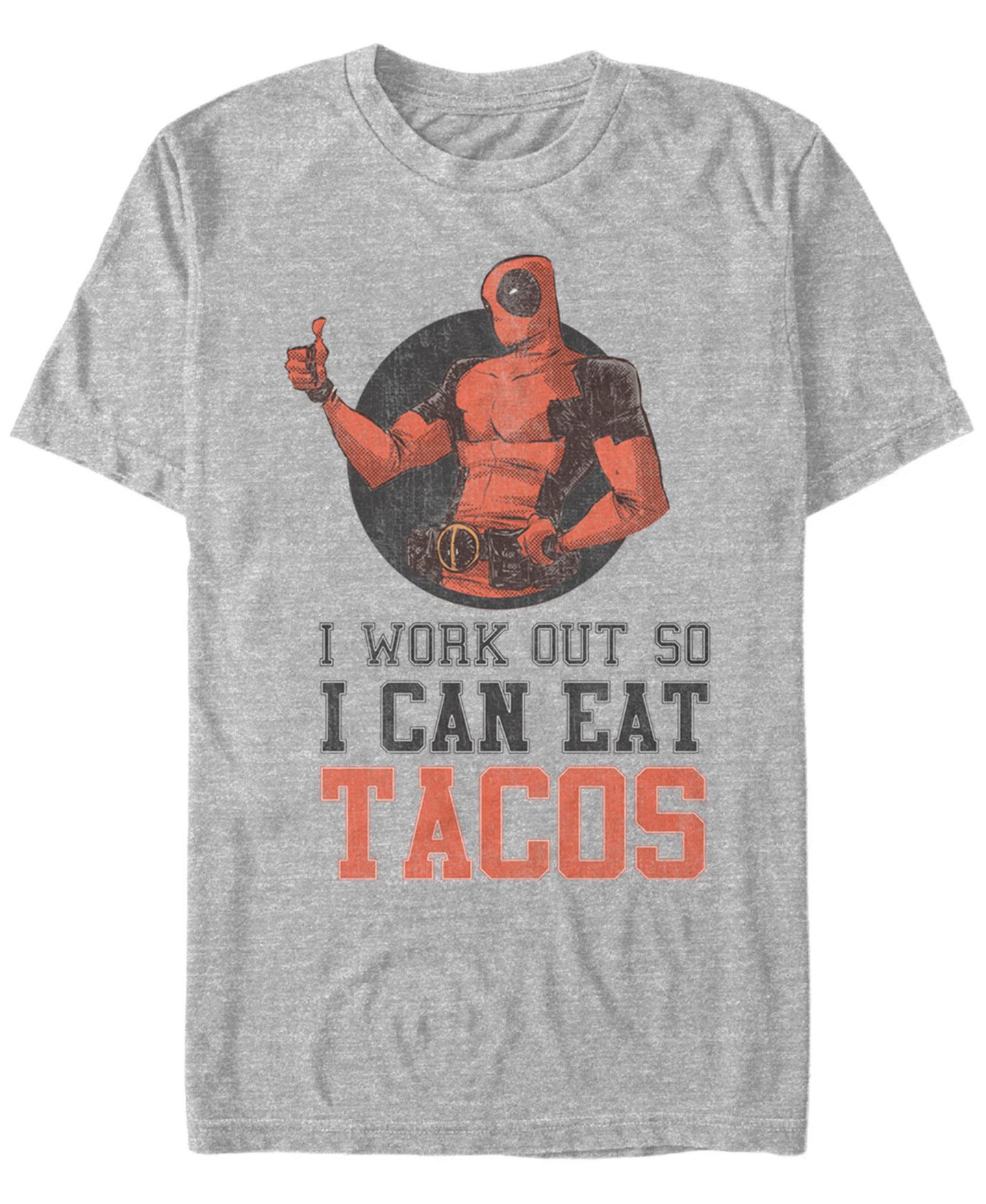 Мужская футболка Fifth Sun Marvel Deadpool I Workout For Tacos, Short Sleeve, цвет: Athletic H — фото 2
