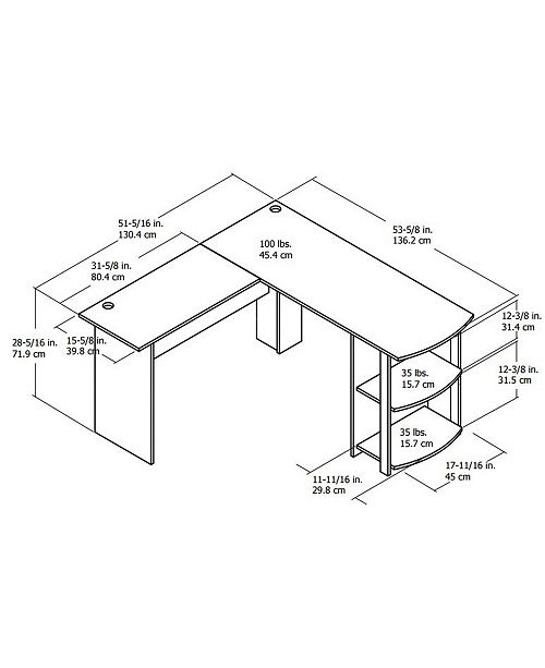 Ameriwood Home Dakota L-Shaped Desk with Bookshelves ...