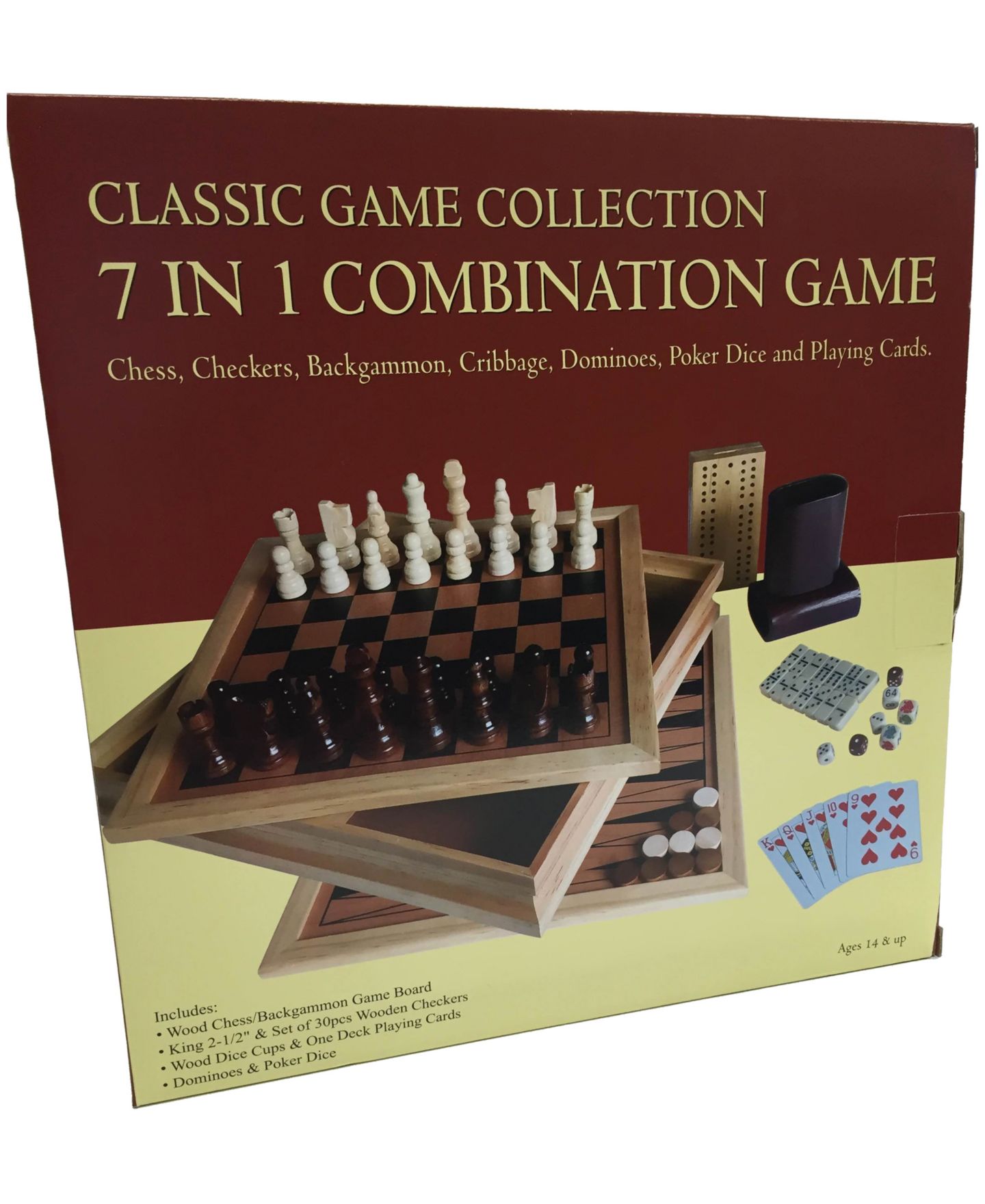 Детская настольная игра John N. Hansen Co. 7-in-1 Combination Classic Wood Board Game, Ages 14+ — фото 1