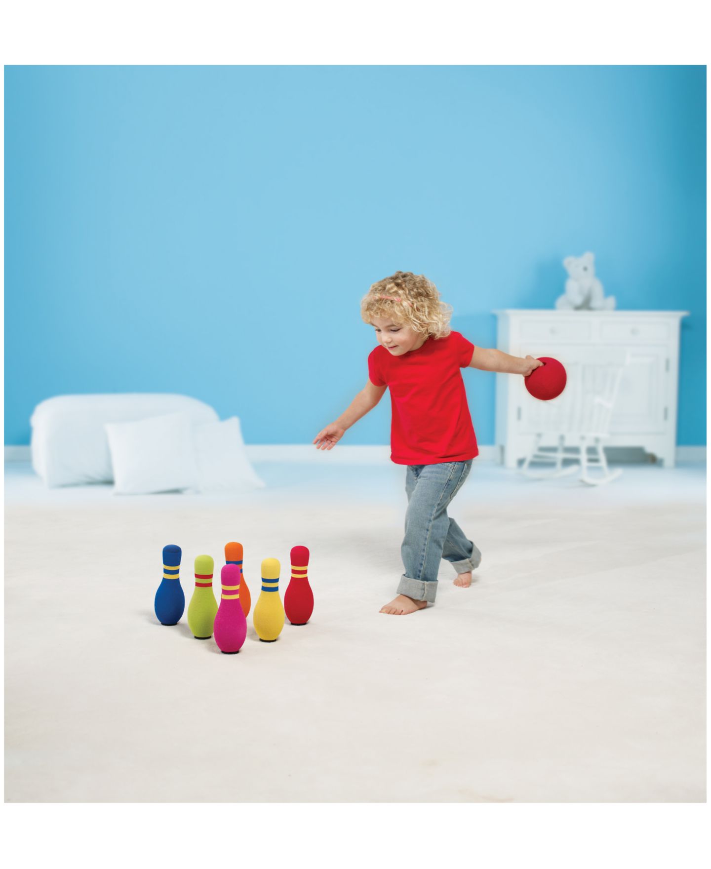 Детские игрушки MasterPieces Puzzles Fundamental Foam Weighted Ball Bowling Set, 6-Piece, Ages 3+ — фото 2