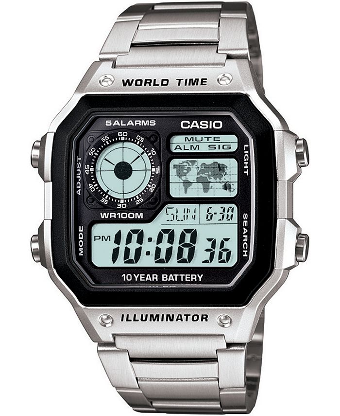 Casio - Unisex Digital Stainless Steel Bracelet Watch 39.5mm