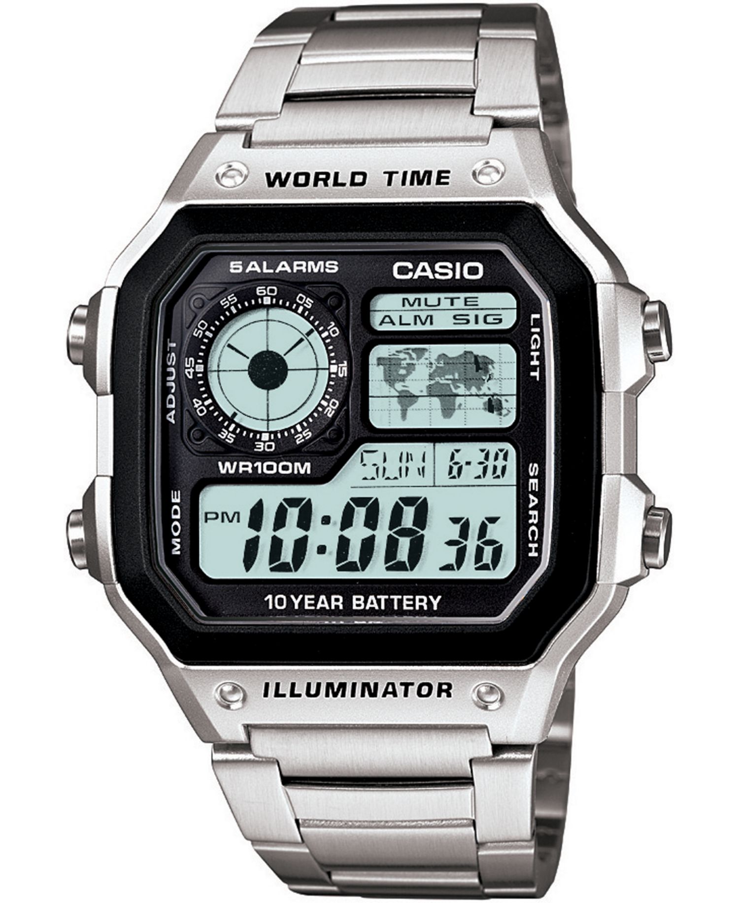 Unisex Digital Stainless Steel Bracelet Watch 39.5mm