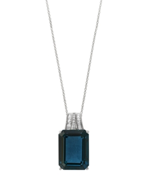 image of Blue Topaz (12-1/3 ct. t.w.) and Diamond (1/10 ct. t.w.) Pendant Necklace in 14k Rose Gold