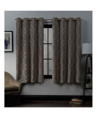 Belmont Embroidered Woven Blackout Grommet Top Curtain Panel Pair