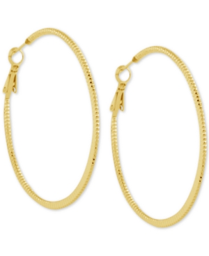 image of Essentials Twisted Look Medium Hoop Fine Silver Plate Earrings, 2