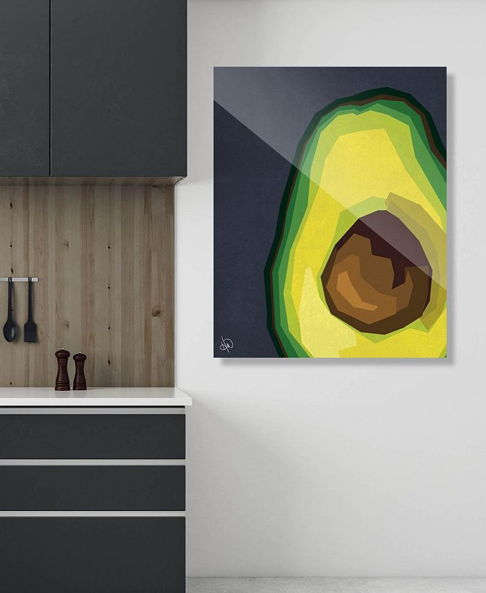 Creative Gallery Large Sliced Graphic Avocado on Blue Acrylic Wall Art
