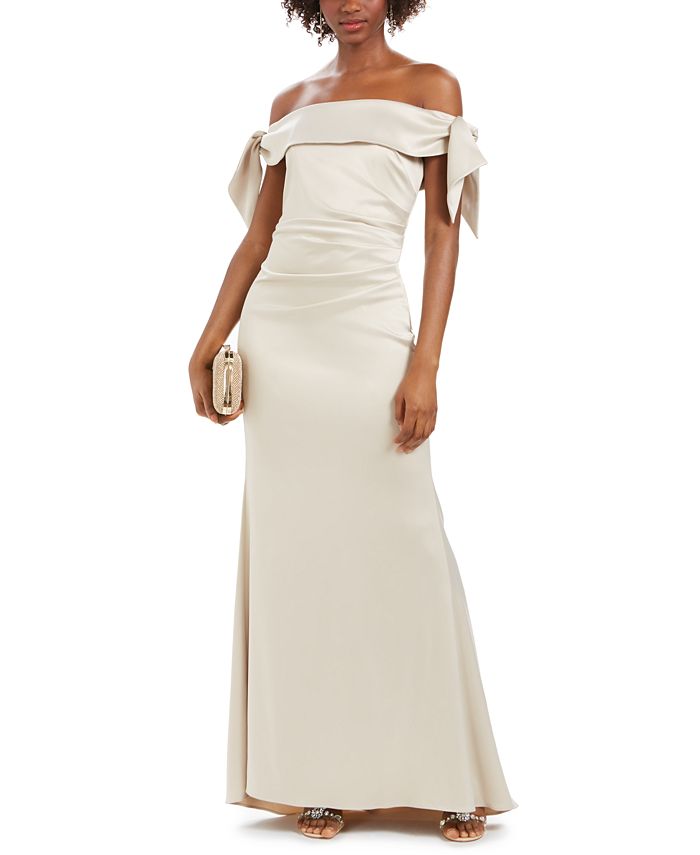 Vince Camuto Off-The-Shoulder Satin Gown - Macy's