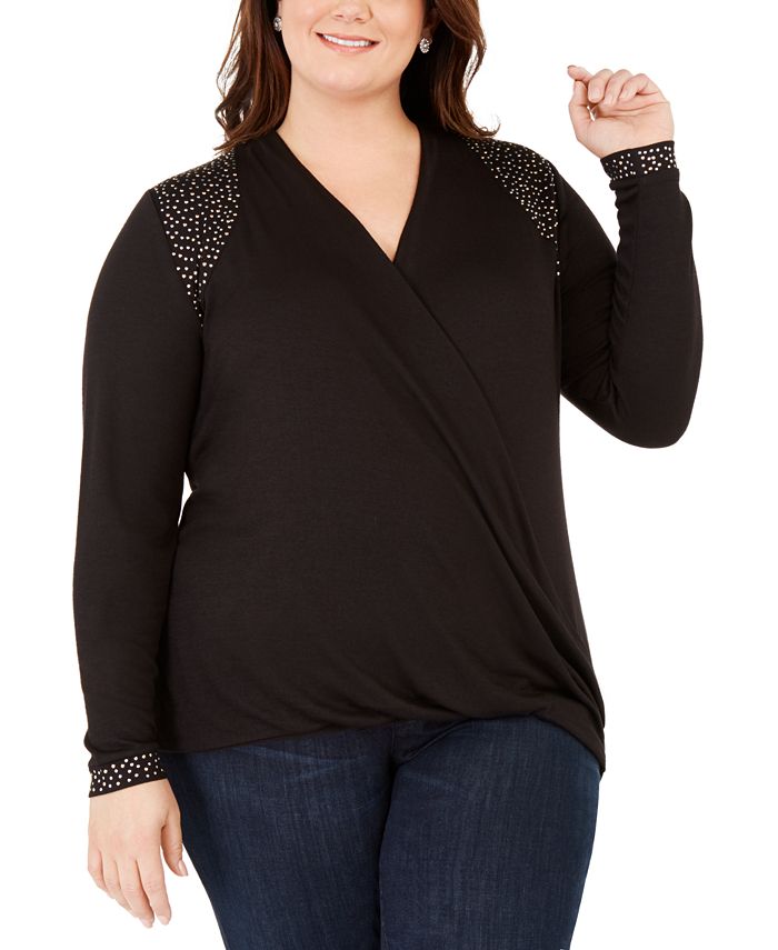 Petite Smooth Sailing Studded Surplice Top