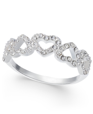 image of Charter Club Silver-Tone Pave Open Heart Ring, Created for Macy-s