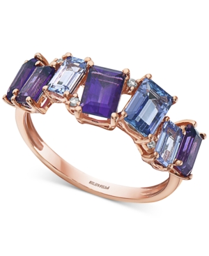 image of Effy Multi-Gemstone (2-1/2 ct. t.w.) Amethyst, Tanzanite & Diamond Accent Statement Ring in 14k Rose Gold