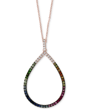 image of Effy Multi-Gemstone (1/4 ct.t.w.) & Diamond (1/8 ct.t.w.) Open Teardrop 18