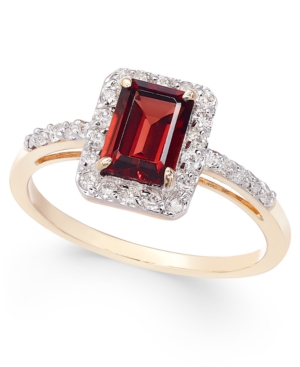 image of Amethyst (1 ct. t.w.) & Diamond (1/4 ct. t.w.) Ring in 14k White Gold (Also Available in Garnet)