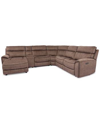 Furniture - Hutchenson 6-Pc. Fabric Chaise Sectional with 2 Power Recliners and Console