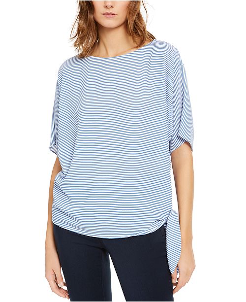 Michael Kors Petite Striped Side Tie Top Reviews Women Macy S
