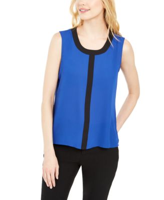 Calvin Klein Contrast-Trim Blouse - Macy's