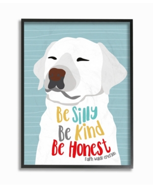 Stupell Industries Be Silly Be Kind Be Honest Light Blue Poster Style Dog Framed Giclee Texturized Art 16